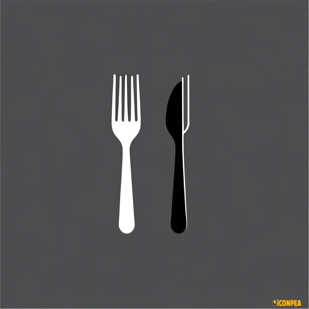 Minimalist fork and spoon icon (
