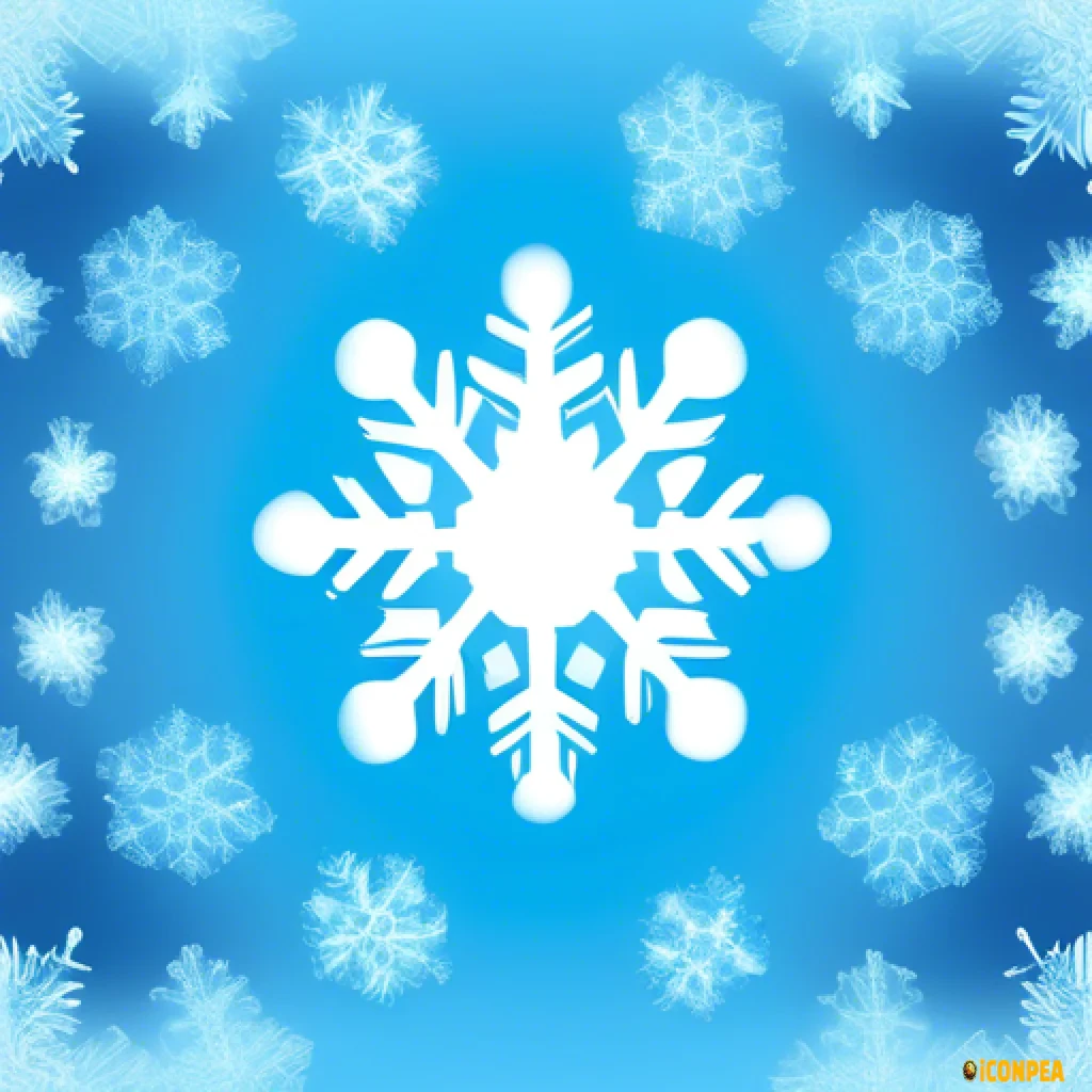 a comic snowflake in the middle, background gradient from top white to bottom light blue