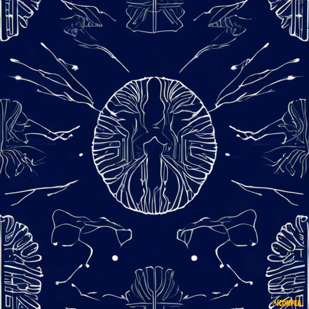 A minimalist icon representing a silhouette of a brain with patterns of circuits or neural connections. Dark blue background with soft edges and the brain in a bright white color to highlight. Clean and modern style.