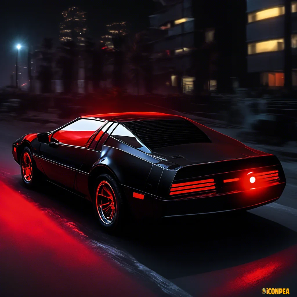 Knight rider black car with vibrant red light