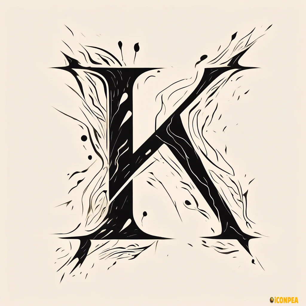 Black text, capital letter K