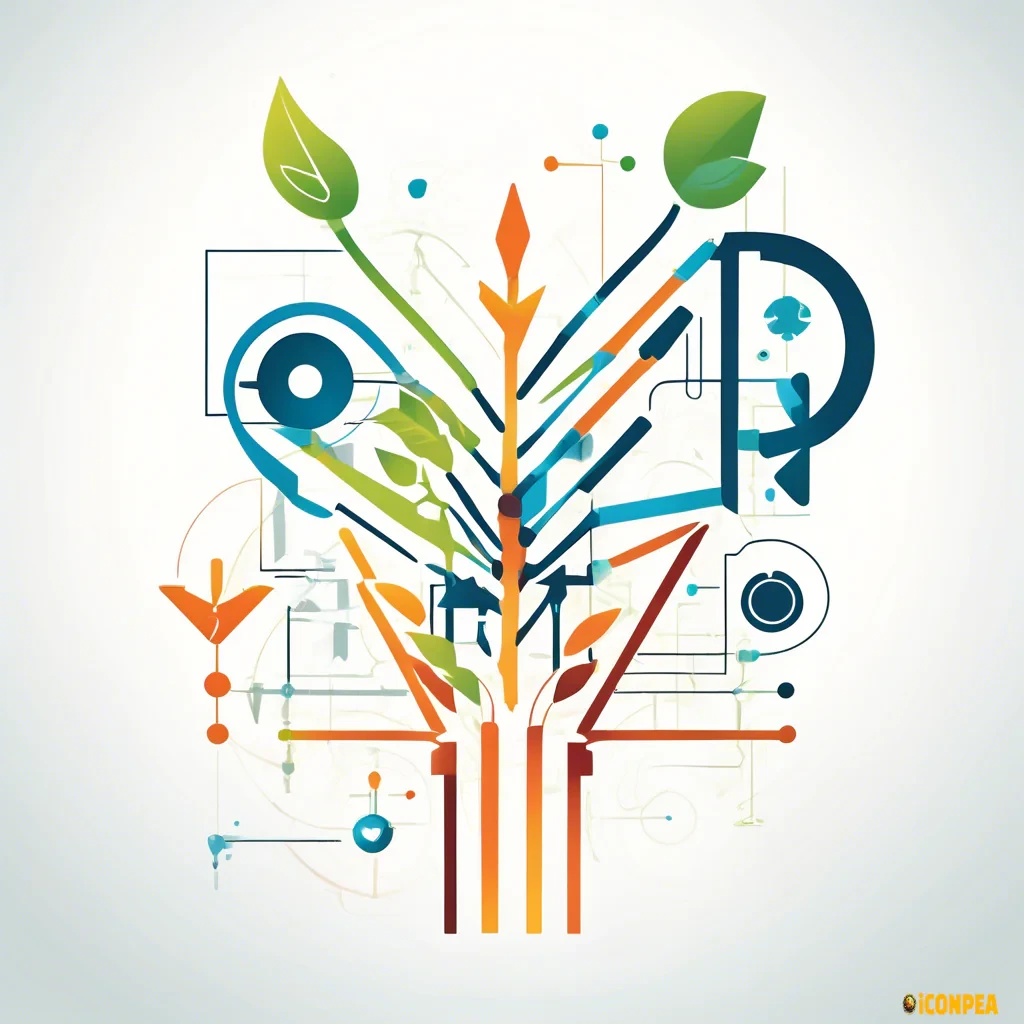 Title: "Innovative Progress Icon for Education & Workforce Development"  Keywords: Future technology Collaboration Growth Digital transformation Education Sustainability  Visual Elements:  Abstract shape: A stylized upward trajectory (e.g., arrow, rising graph, or plant sprout) merged with interconnected nodes/circles to symbolize collaboration.  Futuristic accents: Subtle circuit patterns, AI-inspired lines, or pixelated glow effects.  Balance: Combine organic curves (for human-centric values) with sharp angles (for tech/innovation).  Color Palette:  Primary: Gradient of deep blue (#2A3F8F) to bright cyan (#00FFFF) for trust and innovation.  Accent: Warm gold (#FFD700) or green (#4CAF50) to evoke growth/sustainability.  Style:  Minimalist and scalable for digital/print use.  Avoid literal tech clichés (gears, robots) – focus on abstract futurism.  Usage Context:  Represents apprenticeship programs bridging education and industry.  Should feel hopeful, inclusive, and forward-moving.  Avoid: Overly complex details or dark/static color schemes.