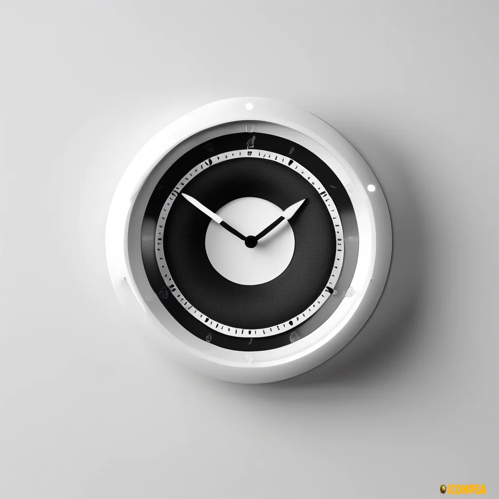 1. Subject: "a combination of a clock with a speaker"  2. Background: "isolated on white and black background"