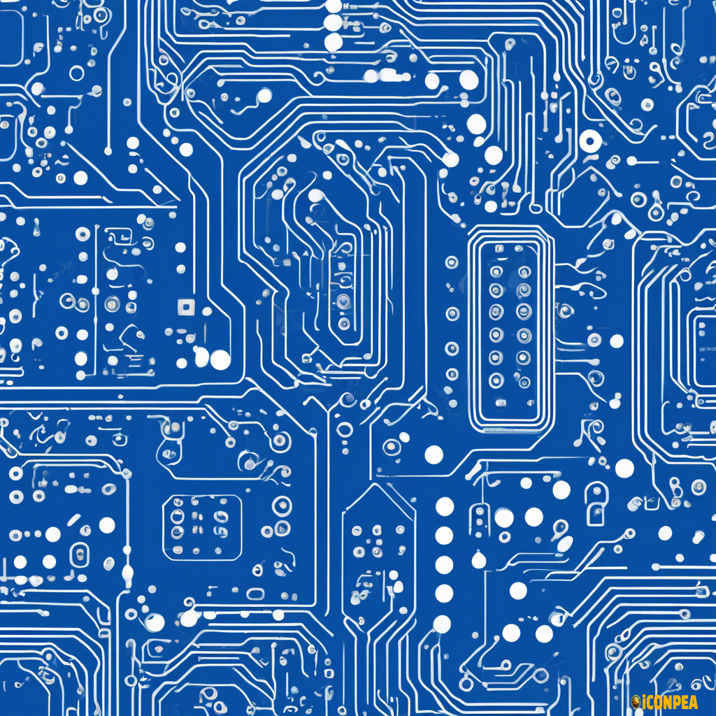 vector art outline of a short home pcb board tech blue white