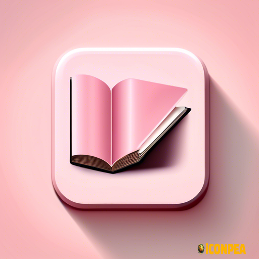 A light pink retro looking yet minimalist looking app icon for an e-book reading app.