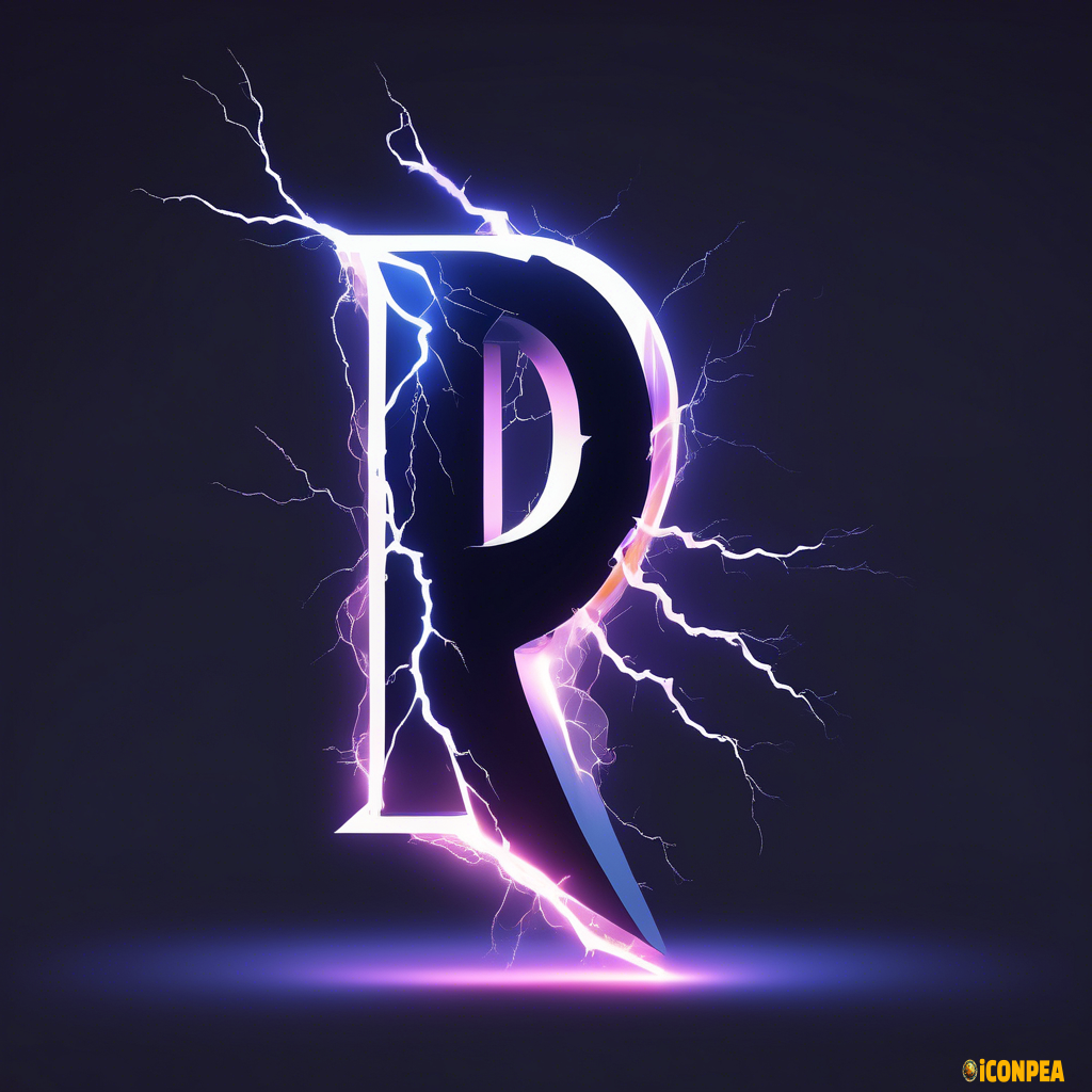 lightning flowing around the letter R